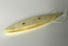Antique Tatting Shuttle With thread Bovine Bone & Brass 70 mm long 