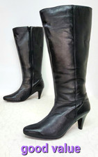 Legroom Womens Knee Boots UK Size 7(41) Black Leather Heels