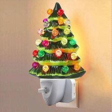 Ceramic Christmas Tree Night Light, Direct Plug, Plugin, Children Bedroom, Multi