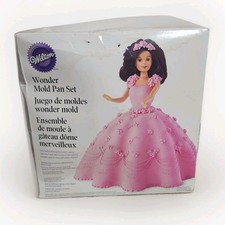 Wilton Pink Princess Doll Wonder Mold Cake Pan Kit Set Doll Vintage 2001 + Doll
