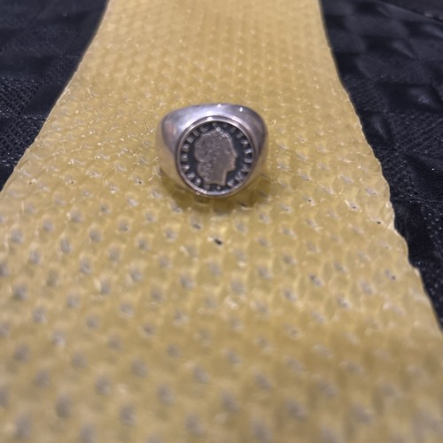 Italian coin signet ring brass - ring,