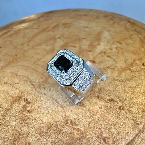 Black stone ring size silver - stone,