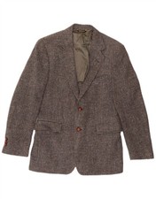 HARRIS TWEED Mens 2 Button Blazer Jacket UK 36 Small Grey Check Wool AT01