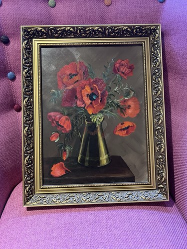 Vintage oil painting red - vintage,