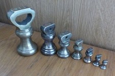 Vintage Set of 7 Graduated BRASS Kitchen Weights Imperial