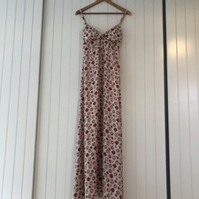 AVOCA Anthology Dress - Pink Roses / Floral Slip Satin Maxi V Neck Size 1