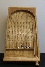 Vintage Mini Pin Bagatelle Wooden Game / Pinball Machine, 7" x 14" x 4"