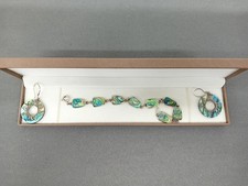 Sterling Silver Abalone Accessory Set Earrings & Bracelet - BOF690