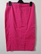 Oasis Bright Pink Midi Pencil Skirt Front Slit Size 10 Wiggle Bodycon