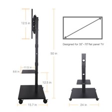 Tilt TV Floor Stand Bracket Mount Trolley Wheels with Shelf For Screen 23" - 70"