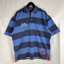 Edwards Heavies Short Sleeve Rugby Shirt XL Blue Striped Isles Of Scilly 90s