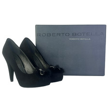Roberto Botella Black Suede Court Shoe UK 4 EU 37 👠