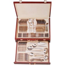 NEW 95PC CUTLERY SET WOODEN