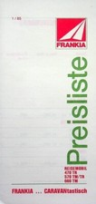 274615) Frankia Motorhome Price List Brochure 01/1985