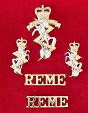 REME Army Badge Set – Cap Badge, Collar Pair & Titles – J.R. Gaunt Birmingham