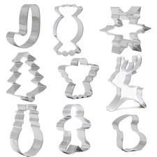 TRIXES 9PC Christmas Cookie Cutter Set - Baking Moulds - Xmas Pastry Moulds