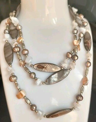 Natural grey baroque - grey, pearls