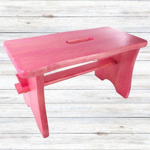 Pink small wooden stool - wooden,