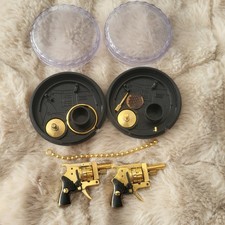 Gold Xythos 2mm Revolver Miniature Keychain x2