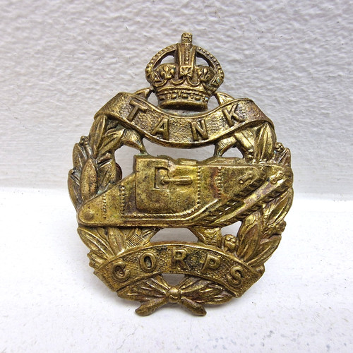 Tank corps cap badge - corps, brass