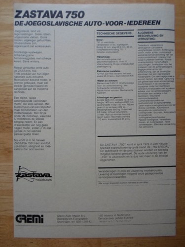 Zastava 750 1100 dutch - zastava,