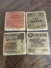 4x Coaster Craft Marble Queen/status Quo 70s 80s Concert Tickets Coasters Repro