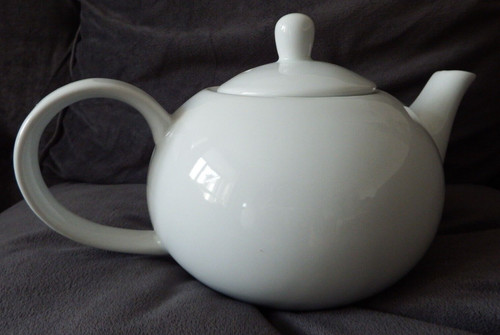 Large white porcelain teapot - white,