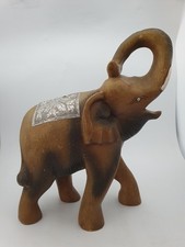 Hand Carved Wooden Elephant Statue- 37cm Tall, 28cm Wide-GC