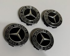 Set of 4 Mercedes-Benz Wheel Centre Hub Caps 75 mm Silver/Black A2224002200