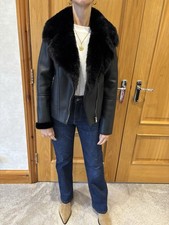 James Lakeland LUXURY Black Faux Fur /shearling Jacket Small Nwot