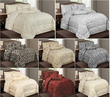 7-Piece Jacquard Floral Comforter Set w/ Bedspread, Shams, Pillows & Valance