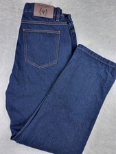 New Cotton Traders Mens Size 36 Dark Indigo 100% Cotton Jeans Side Elastic