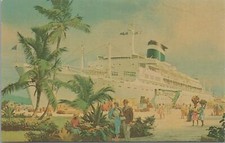 Postcard Ship Grace Line Santa