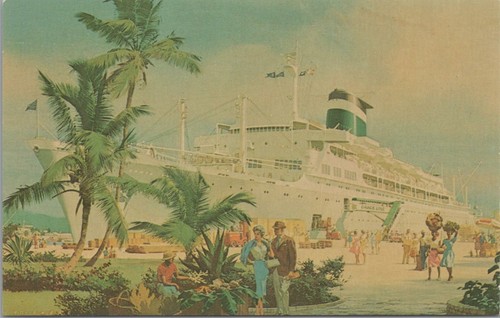Postcard ship grace line - line, santa