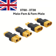 XT60 to XT30 Adaptor Plug No Wire RC Car Drone Plane Male-Fem or Fem-Male UK