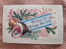 Weird Antique Victorian New Year Card with Snails!