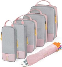 UPADAY Compression packing Cubes Set of  6 Travel Packing Cube-Nylon & Mesh Pink