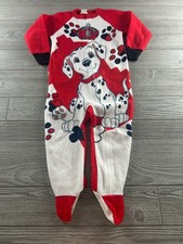 Vintage 101 dalmations Pajamas kds Size 4T footie jammies Red Full Zip