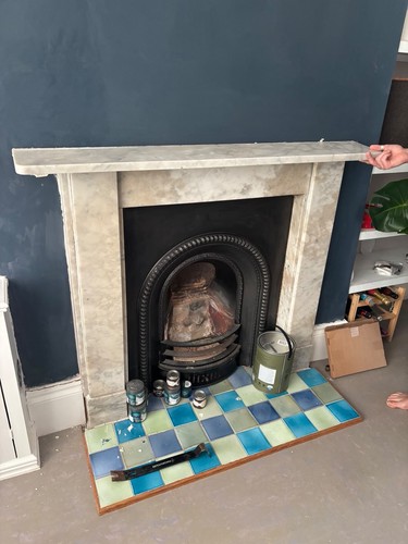Marble fireplace mantelpiece - marble,