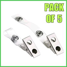 5pcs Metal Badge Clips with Clear PVC Straps for ID Card Holder 