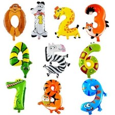 16" Foil Number Balloons Animal Print Any Age Custom Birthday Balloons UK