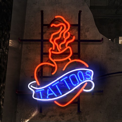 Tattoos neon sign light shop - tattoos,