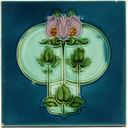 Art nouveau fireplace tile - fireplace,