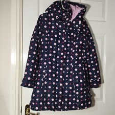 Bluezoo girls coat dark blue pink dots red hearts white stars age 11 - 12 years