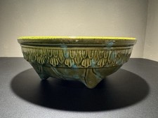 Rare Vintage Brush McCoy Footed Green Planter Bowl