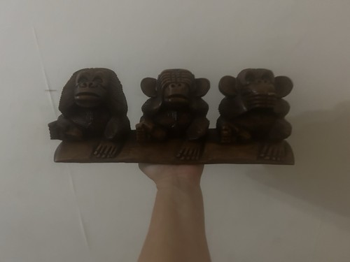 Vintage hand carved wood three - vintage,