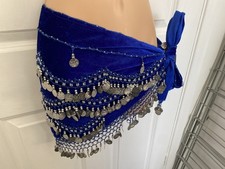 Blue velvet coined belly dance hip belt