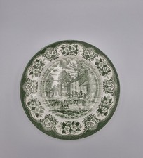Vintage Ironstone Old Inn Series Plate Green & White 25cm