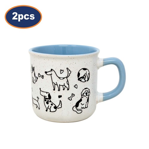 Stoneware coffee mug - coffee, dog