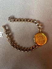 Ladies gold plates talisman sos bracelet